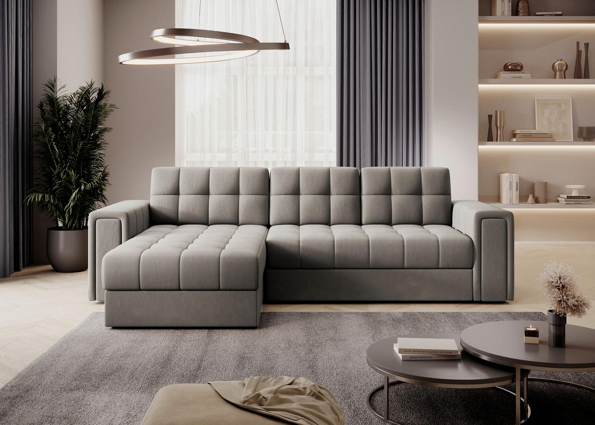 ECKSOFA Plüsch Beige  - Beige, Design, Kunststoff/Textil (260/150cm) - MID.YOU