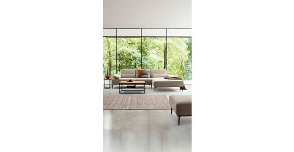 ECKSOFA in Flachgewebe Hellbraun 314/176 cm - Hellbraun/Schwarz, Natur, Holz/Textil (314/176cm) - Valnatura