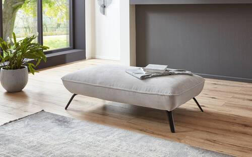 HOCKER in Textil Hellgrau  - Hellgrau/Schwarz, Design, Textil/Metall (142/43/80cm) - Moderano