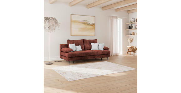 SCHLAFSOFA  mit Liegefunktion, Schlafen auf Sitzhöhe, Rücken echt Chenille Bordeaux  - Bordeaux/Schwarz, KONVENTIONELL, Textil/Metall (203/94/96cm) - Carryhome