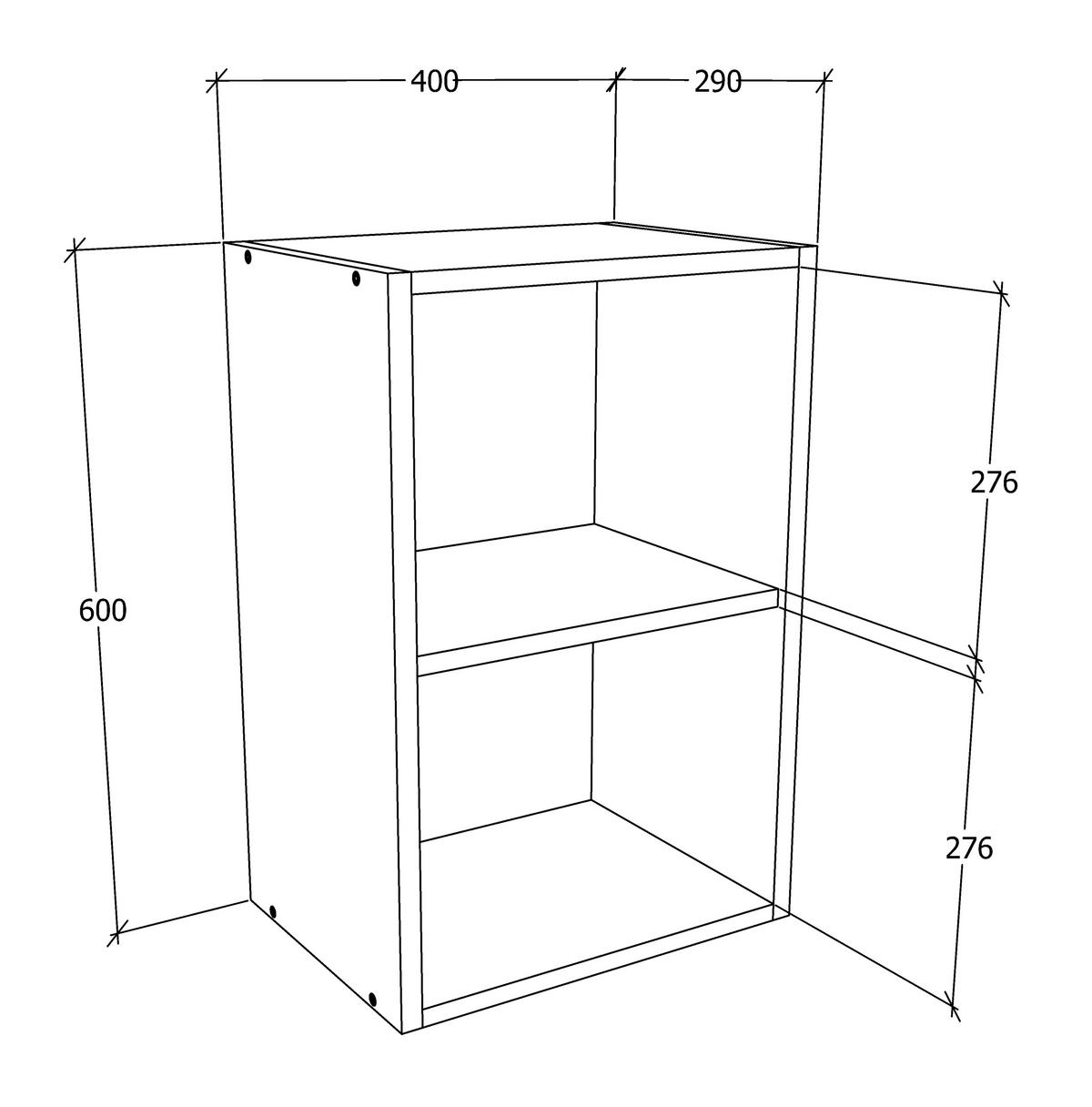 KÜCHENOBERSCHRANK 40/60/31 cm  in Anthrazit, Weiss  - Weiss/Anthrazit, Konventionell, Glas/Holzwerkstoff (40/60/31cm) - MID.YOU