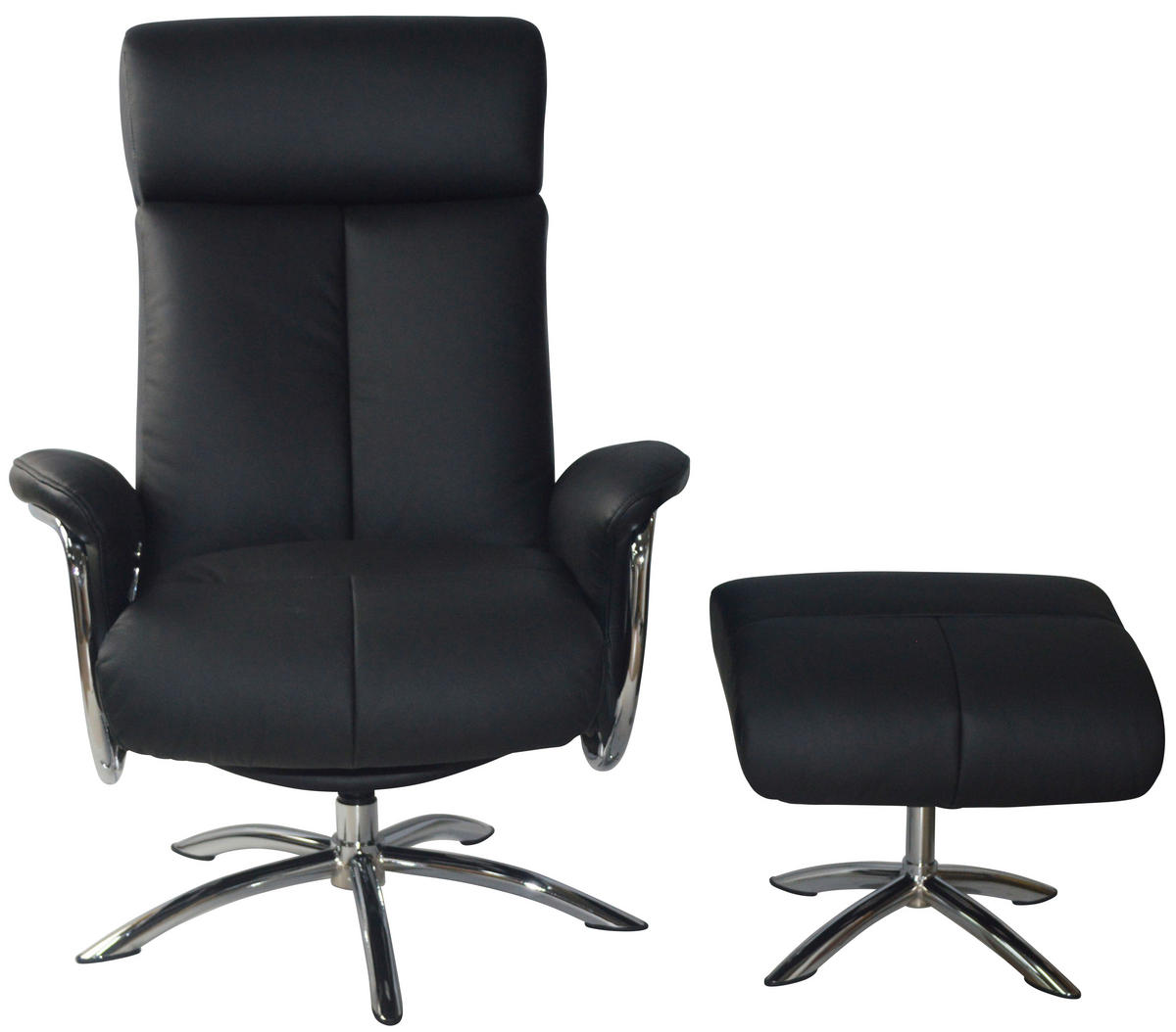 POČIVALNIK S PODNOŽNIKOM,  črna tekstil, usnje - barve kroma/črna, Design, tekstil/usnje (77,50/107-90/85-109cm) - Xora