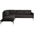 ECKSOFA in Flachgewebe, Struktur Graubraun  - Anthrazit/Graubraun, Design, Textil/Metall (230/254cm) - Ambiente