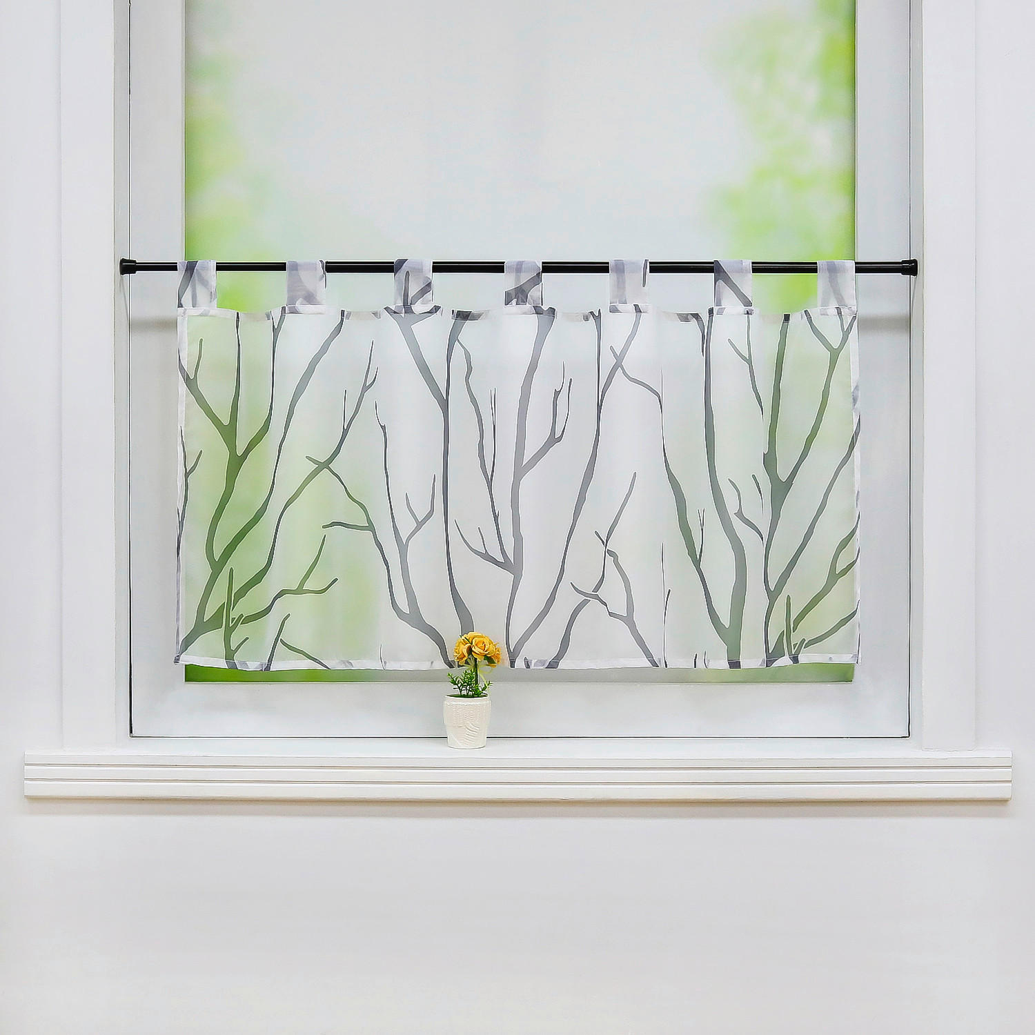 SCHEIBENGARDINE   90/45 cm   - Hellgrau/Weiß, Basics, Textil (90/45cm)