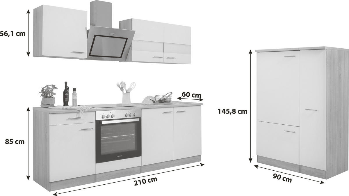 KUCHYŇSKÝ BLOK - barvy dubu/černá, Basics, kov/kompozitní dřevo (300cm) - Respekta