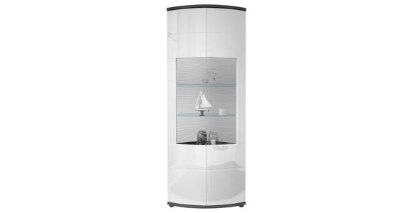 VITRINE in Anthrazit, Weiß Hochglanz  - Weiß Hochglanz/Anthrazit, Design, Glas/Holzwerkstoff (80/203,3/42,7cm) - Carryhome