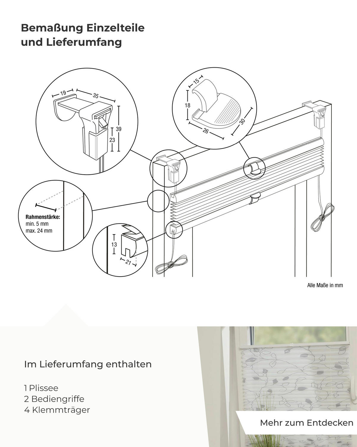 PLISSEE  blickdicht  85/130 cm   - Weiß, Basics, Textil (85/130cm)