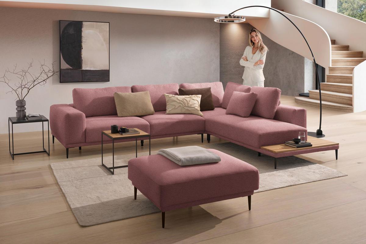 ECKSOFA  in Leinwand Beere  318/271 cm  - Beere/Schwarz, Design, Textil/Metall (318/271cm) - Belluti