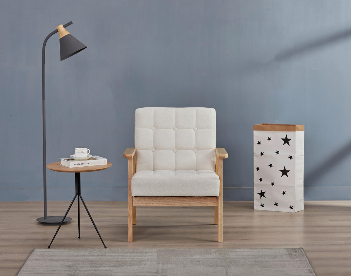 KŘESLO, textil, bílá - bílá/přírodní barvy, Trend, dřevo/textil (64/77,5/67cm) - P & B