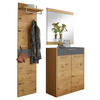 GARDEROBE 3-teilig  in 140/195/37 cm  - Eichefarben/Grau, Design, Glas/Holz (140/195/37cm)