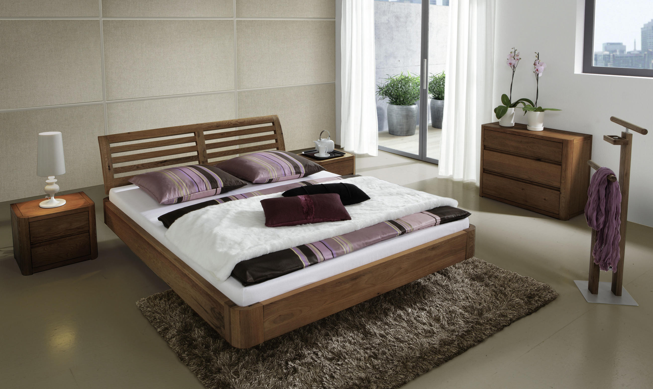 BETT 160/200 cm  in Eichefarben, Cognac  - Eichefarben/Cognac, Basics, Holz (160/200cm) - Hasena