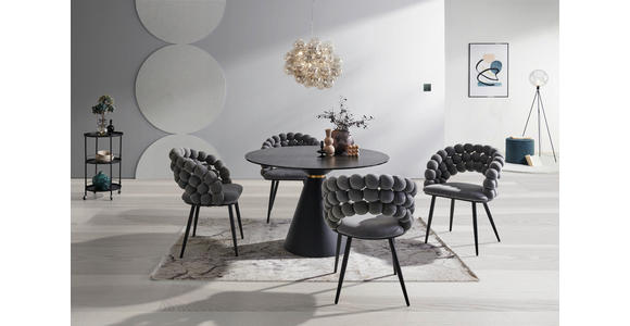ESSTISCH in Metall, Glas, Keramik 120/120/76 cm - Schwarz, Design, Glas/Keramik (120/120/76cm) - Novel