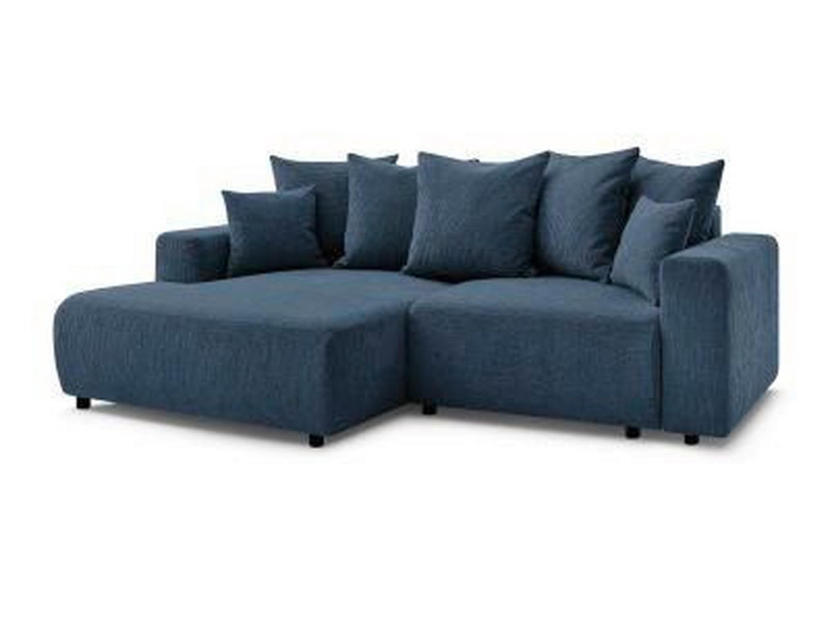 ECKSOFA Ottomane links  ATILLA Dunkelblau Struktur  - Schwarz/Dunkelblau, MODERN, Kunststoff/Textil (149/244cm)