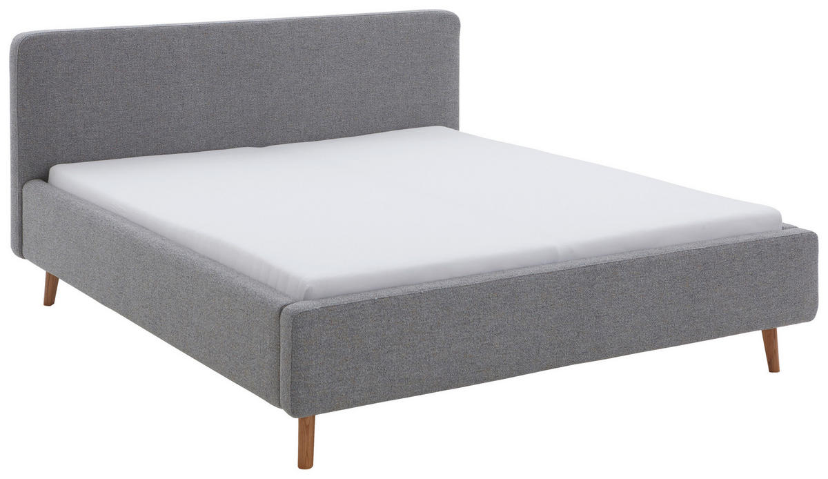 POLSTERBETT 180/200 cm  in Grau  - Eichefarben/Grau, Design, Holz/Textil (180/200cm) - MID.YOU