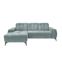 ECKSOFA Hellblau Cord  - Schwarz/Hellblau, MODERN, Textil/Metall (180/258cm) - Livetastic