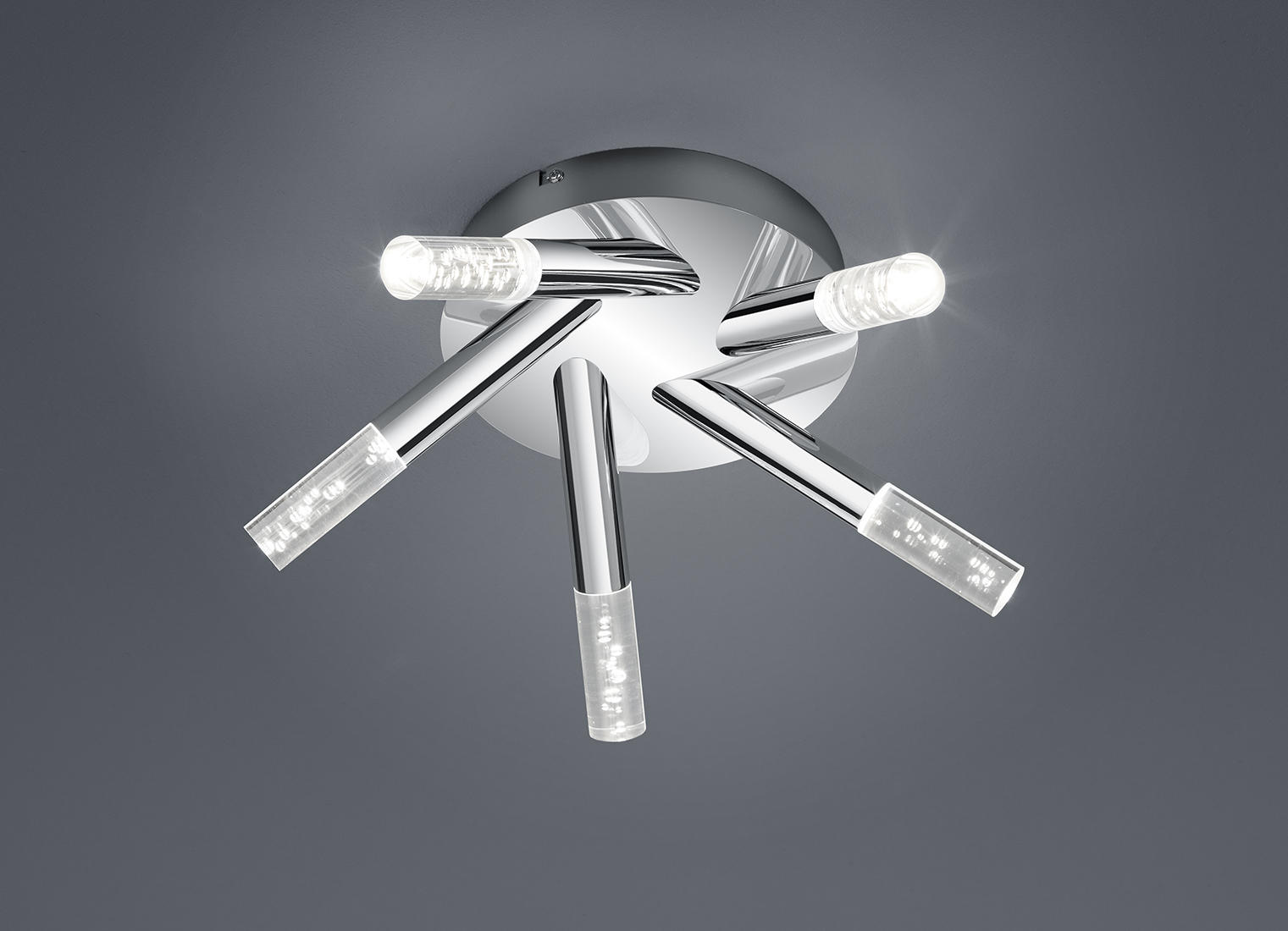 BADEZIMMER-DECKENLEUCHTE Bolsa 41,5/16,5 cm   - Klar/Chromfarben, Design, Kunststoff/Metall (41,5/16,5cm) - Trio Leuchten
