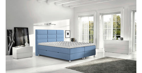 BOXBETT 140/200 cm  in Blau  - Chromfarben/Blau, KONVENTIONELL, Textil/Metall (140/200cm) - Carryhome