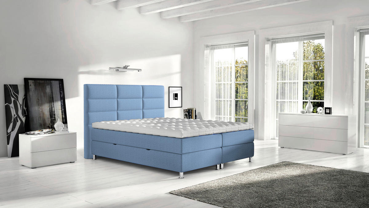 BOXBETT 140/200 cm  in Blau  - Chromfarben/Blau, Konventionell, Textil/Metall (140/200cm) - Carryhome