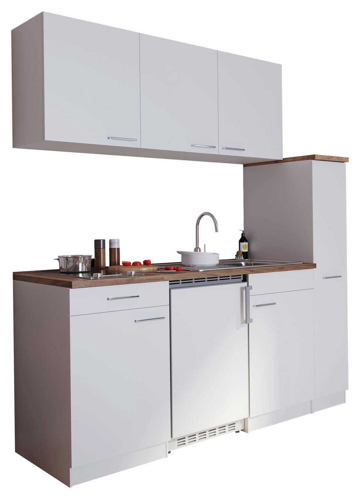 KÜCHENBLOCK 180/200/60 cm   in Weiß  - Nussbaumfarben/Alufarben, Basics, Holzwerkstoff/Kunststoff (180/200/60cm) - Respekta