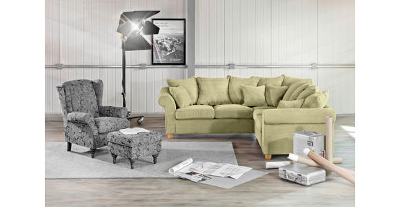 ECKSOFA in Cord Hellgrün  - Eichefarben/Hellgrün, LIFESTYLE, Holz/Textil (250/250cm) - Landscape