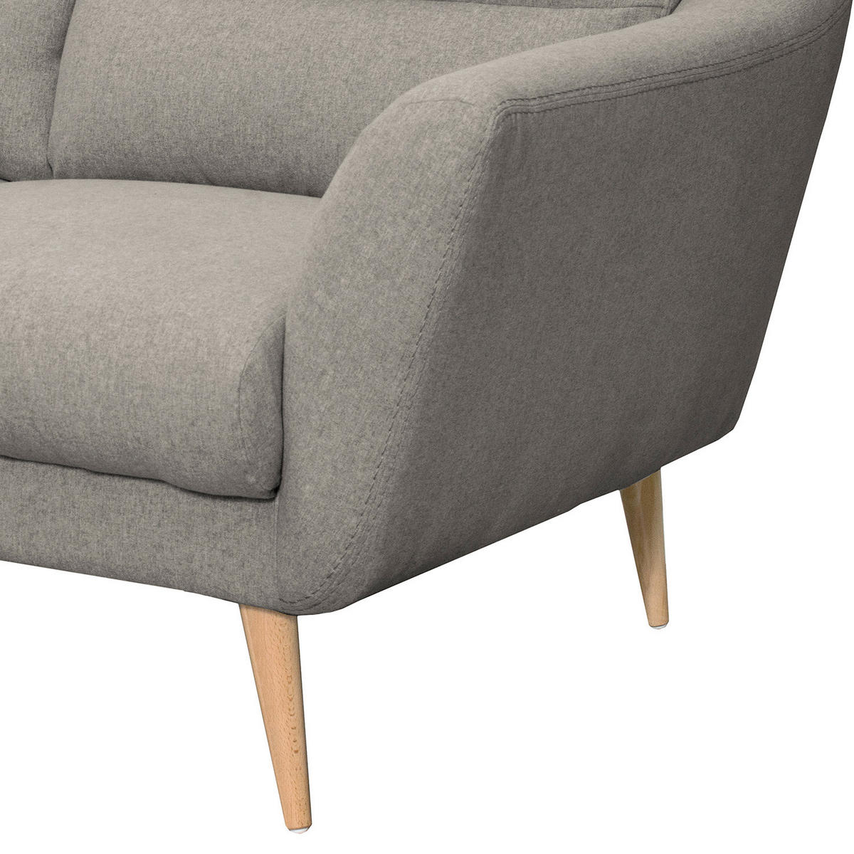 3-SITZER-SOFA Webstoff Grau  - Buchefarben/Grau, Design, Holz/Textil (209/87/88cm) - Livetastic