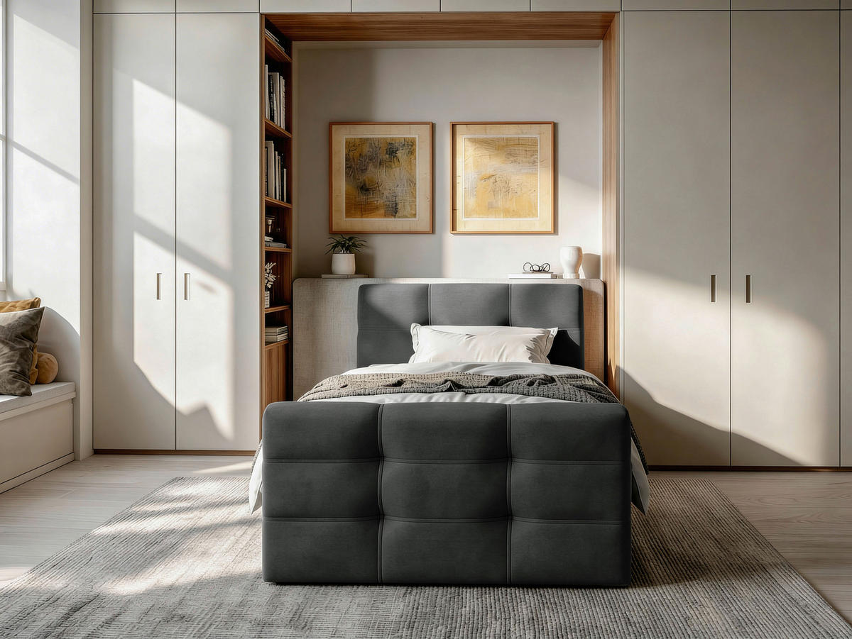 BOXBETT 120/200 cm  in Anthrazit  - Anthrazit/Schwarz, Basics, Kunststoff/Textil (120/200cm) - Chameo