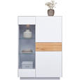 HIGHBOARD Triest Triest Weiß, Eichefarben  101/150/42 cm  - Eichefarben/Weiß, Design, Glas/Holz (101/150/42cm) - Novel