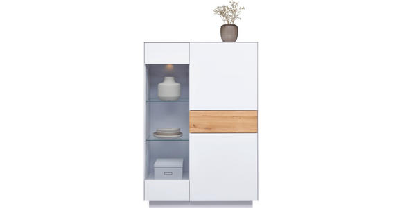 HIGHBOARD Triest Triest Weiß, Eichefarben 101/150/42 cm - Eichefarben/Weiß, Design, Glas/Holz (101/150/42cm) - Novel