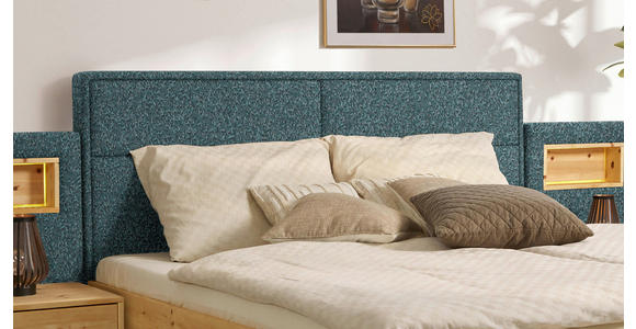 BETT 180/200 cm in Zirbelkieferfarben, Petrol - Zirbelkieferfarben/Petrol, Natur, Holz/Textil (180/200cm) - Valnatura