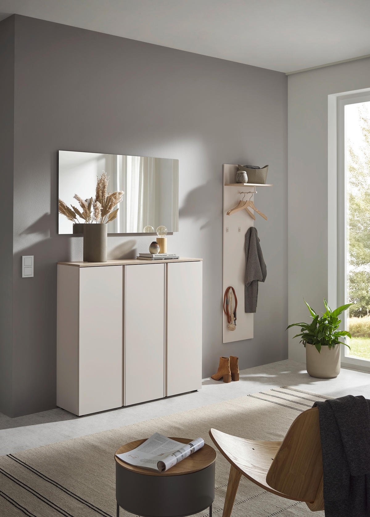 SCHUHSCHRANK Eichefarben, Kaschmir  - Kaschmir/Eichefarben, Design, Holzwerkstoff/Kunststoff (120,3/113,2/34cm) - Voleo