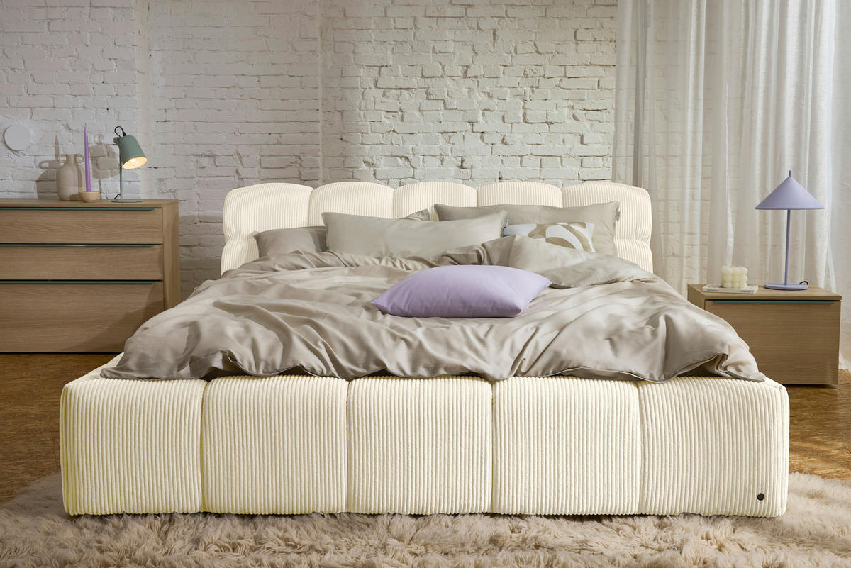POLSTERBETT 140/200 cm,  in Beige,  - Beige/Schwarz, Design, Kunststoff/Textil (140/200cm) - Tom Tailor