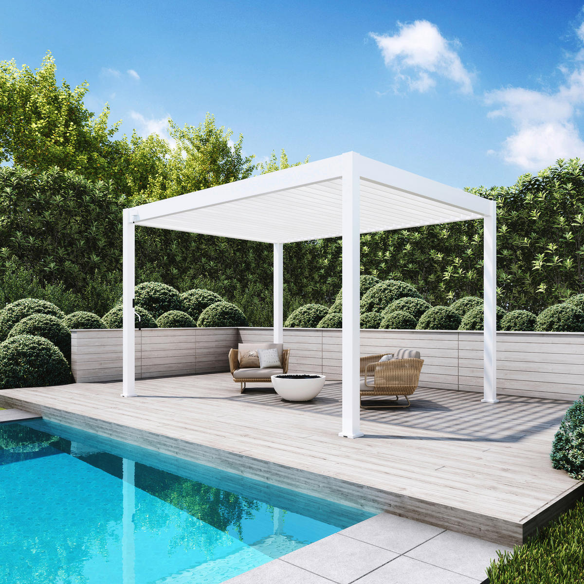 PERGOLA 300/255/400 cm   - Weiß Hochglanz, Basics, Metall (300/255/400cm) - Gardenson