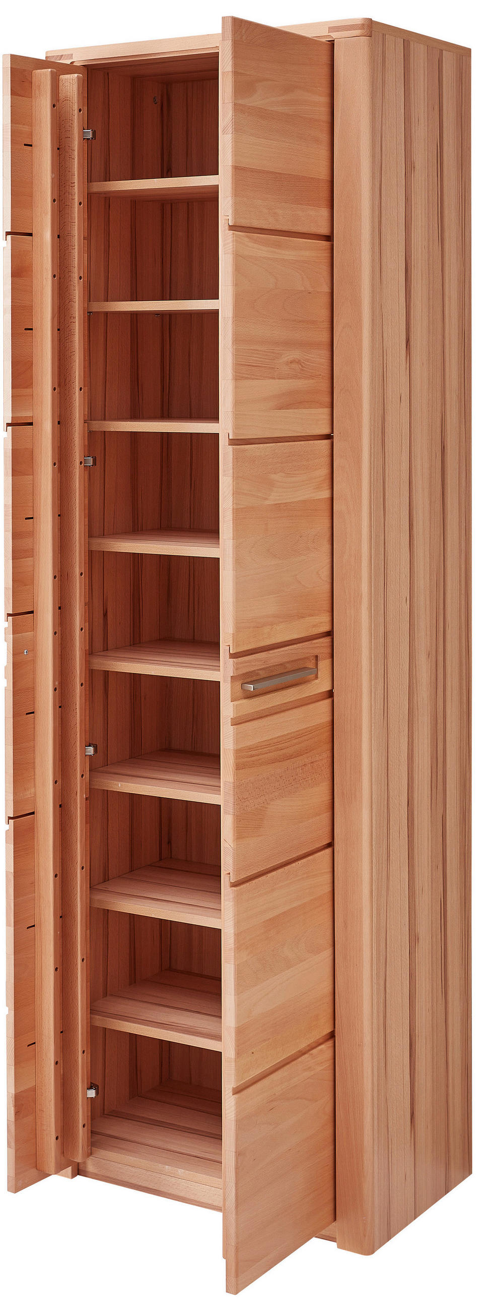 GARDEROBENSCHRANK in 65/201/40 cm - Edelstahlfarben/Buchefarben, Natur, Holz/Holzwerkstoff (65/201/40cm) - Linea Natura