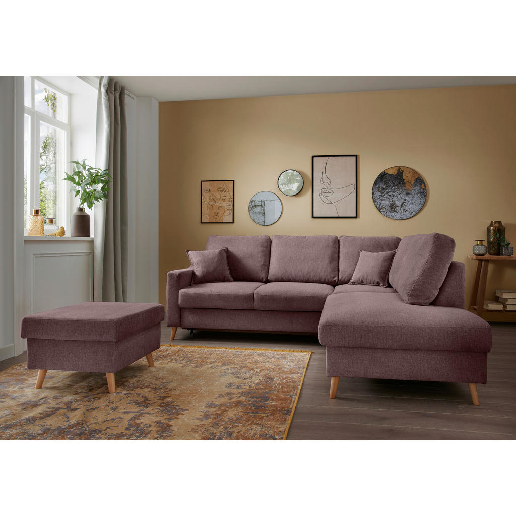 Thumbnail - P & B Hocker, Bordeaux, Textil, Buche, massiv, Struktur, rechteckig, 61x43x61 cm, Made in EU, Wohnzimmer, Hocker, Sitzho...