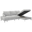 ECKSOFA in Webstoff Hellgrau  - Hellgrau/Schwarz, KONVENTIONELL, Textil/Metall (293/183cm) - Carryhome