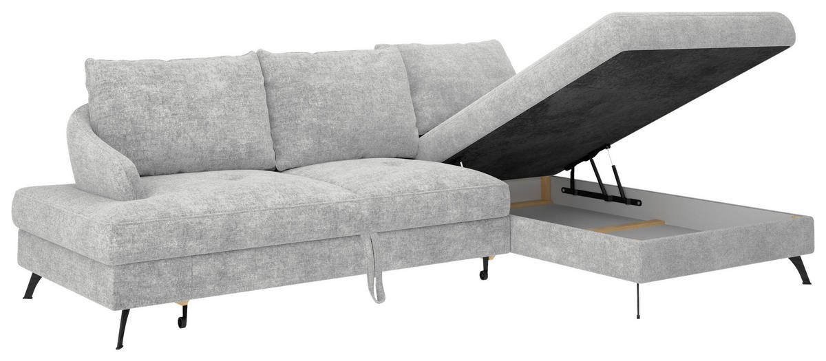 ECKSOFA in Webstoff Hellgrau  - Hellgrau/Schwarz, Konventionell, Textil/Metall (293/183cm) - Carryhome