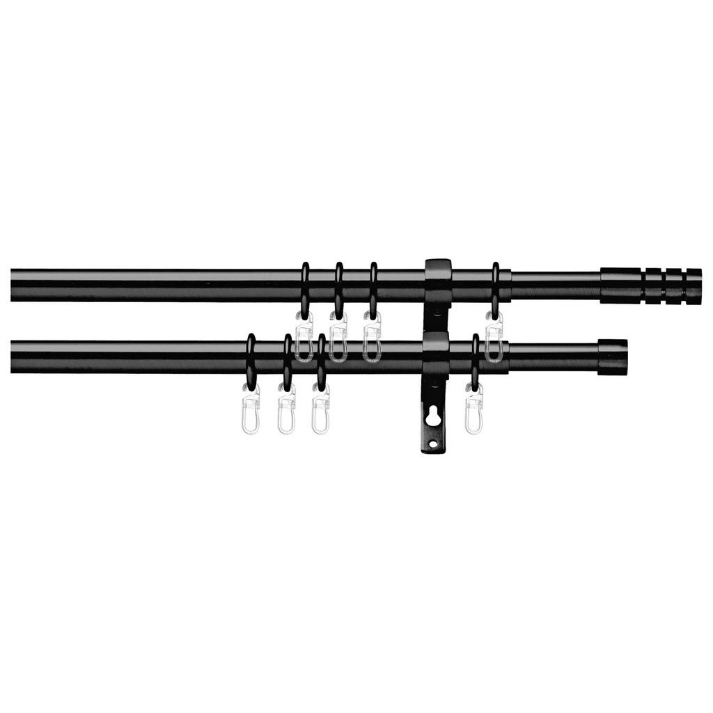 Rundstangengarnitur 2-Lfg Ada Schwarz L: 200-360 cm