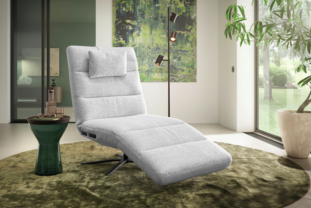 RELAXLIEGE in Flachgewebe Hellgrau  - Hellgrau/Schwarz, MODERN, Textil/Metall (82/53-115/156-206cm) - Pure Home Comfort