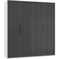 DREHTÜRENSCHRANK in Grau, Weiss  - Chromfarben/Weiss, Modern, Glas/Holzwerkstoff (200/216/58cm) - MID.YOU