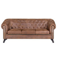 3-SITZER-SOFA GLASGOW in Lederlook Braun  - Braun, Design, Holz/Textil (197/82/90cm) - P & B