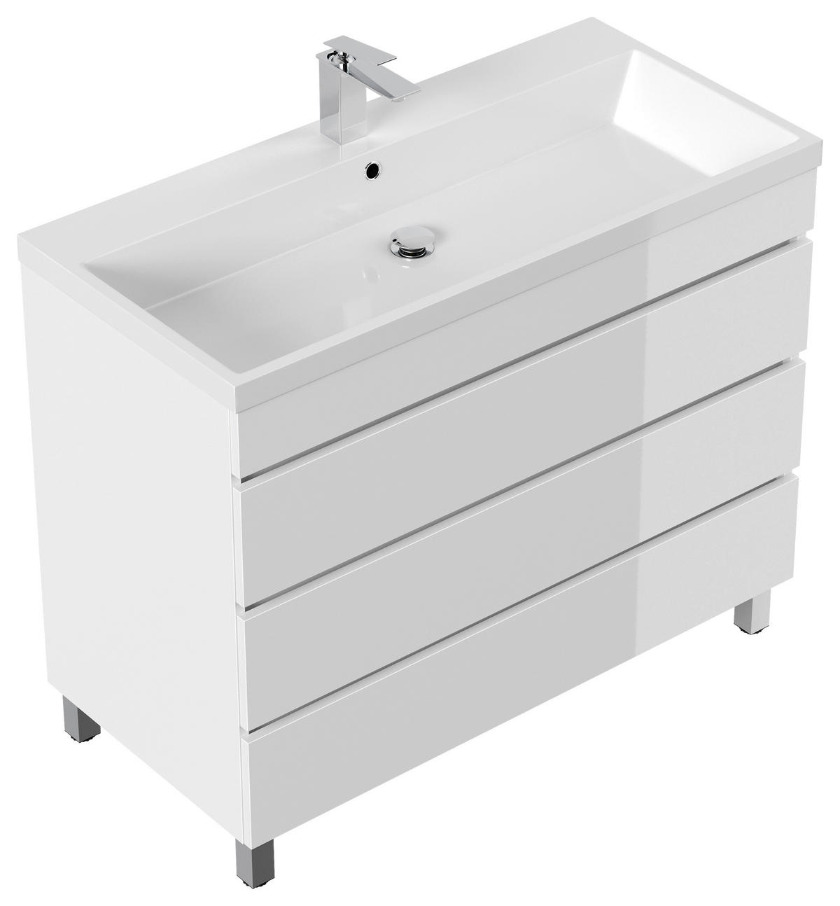 WASCHTISCHKOMBI 100 cm  - Weiß Hochglanz/Weiß, Basics, Holzwerkstoff/Stein (100cm) - MID.YOU