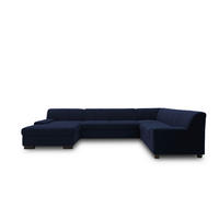WOHNLANDSCHAFT Blau Webstoff  - Wengefarben/Blau, Design, Holz/Textil (153/328/212cm) - MID.YOU