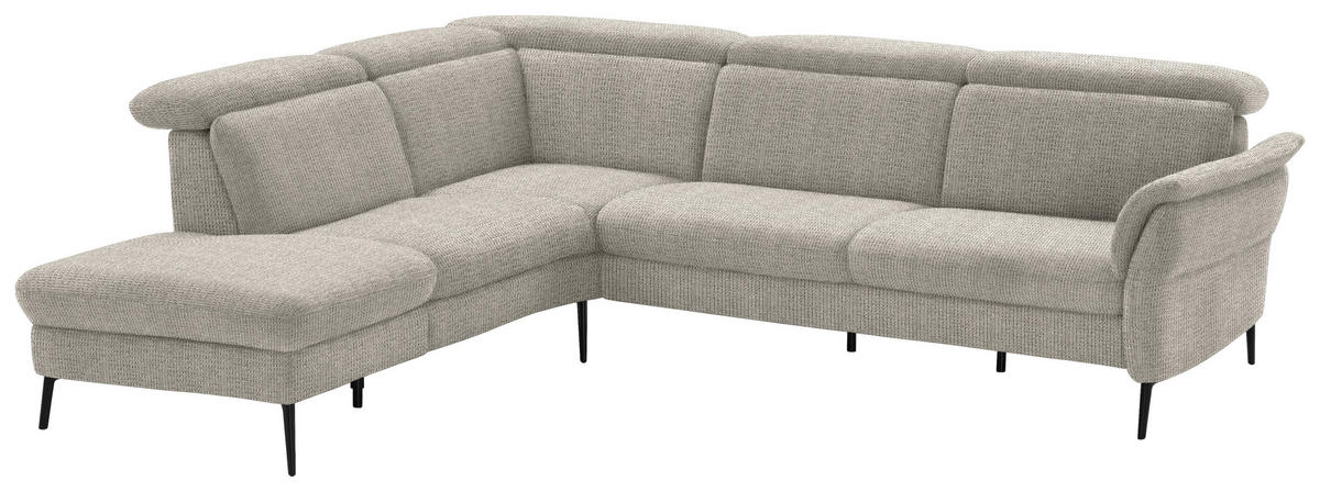 ECKSOFA in Struktur Taupe  - Taupe/Schwarz, Modern, Textil/Metall (235/275cm) - Cantus