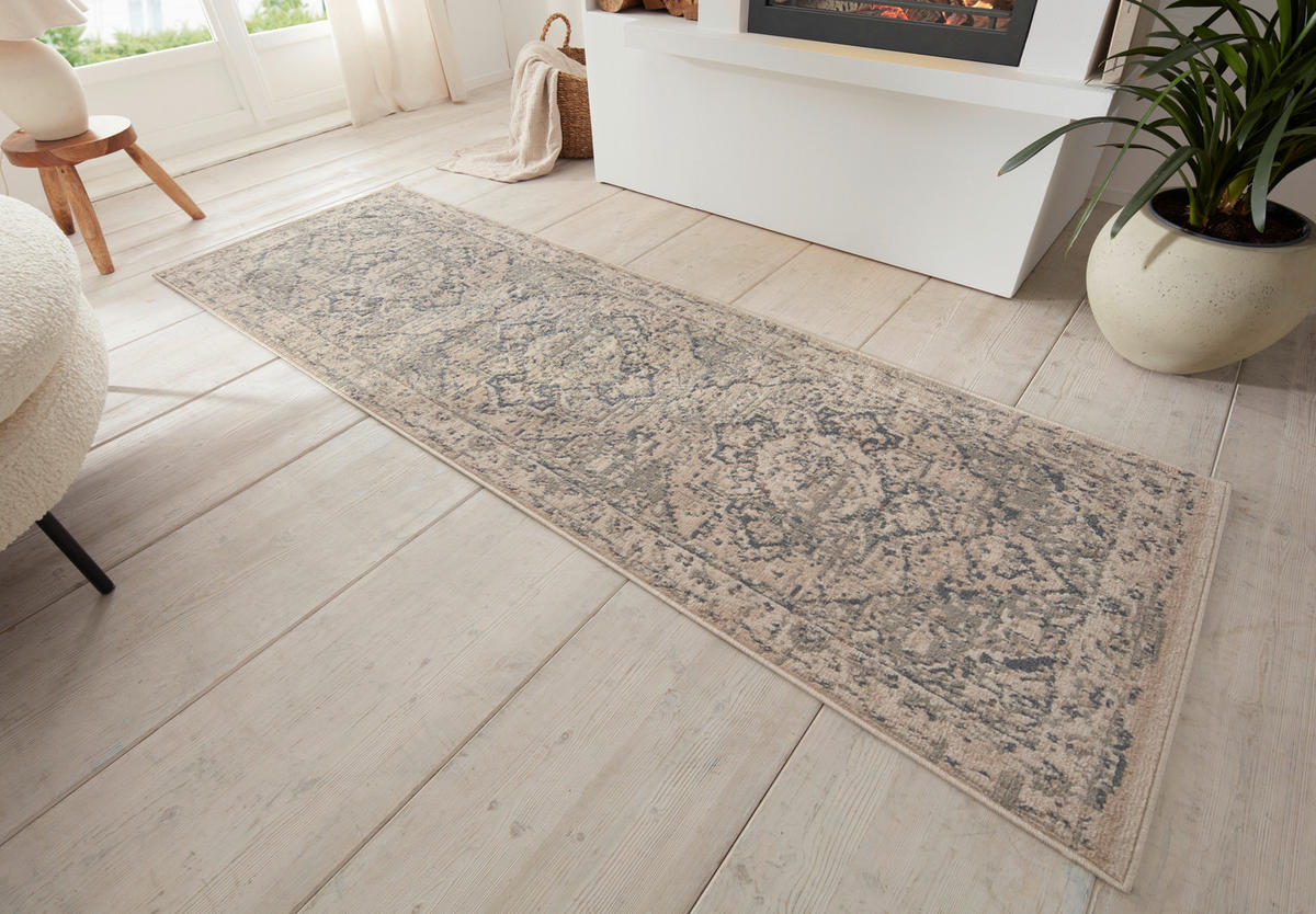 LÄUFER 80/200 cm Terrain  - Creme/Grau, Design, Kunststoff/Textil (80/200cm)