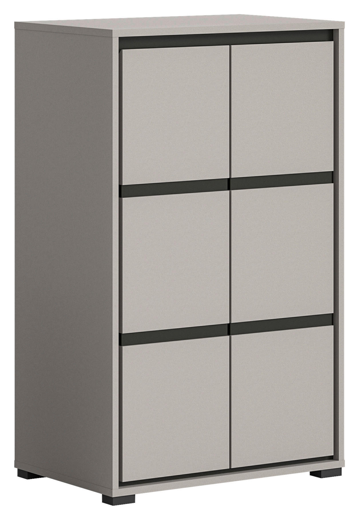 SCHUHSCHRANK Jaru in 65/103/37 cm - Schwarz/Grau, Design, Holzwerkstoff (65/103/37cm) - Xora