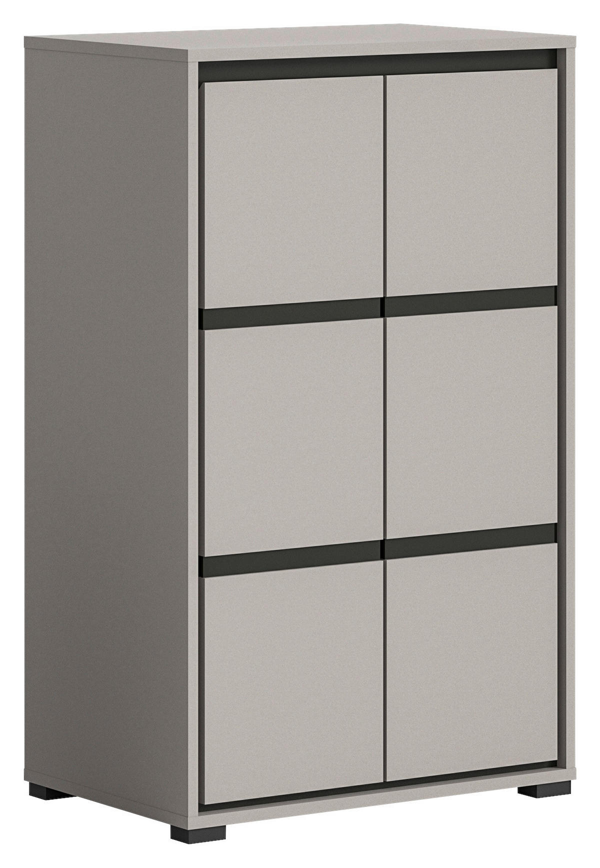 SCHUHSCHRANK Jaru  in 65/103/37 cm  - Schwarz/Grau, Design, Holzwerkstoff (65/103/37cm) - Xora