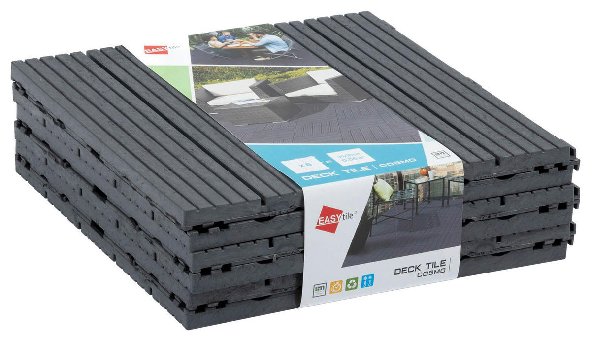 TERRASSENFLIESE 30X30CM 6-ER SET  - Edelstahlfarben, MODERN, Kunststoff (31,5/31,5/9cm)