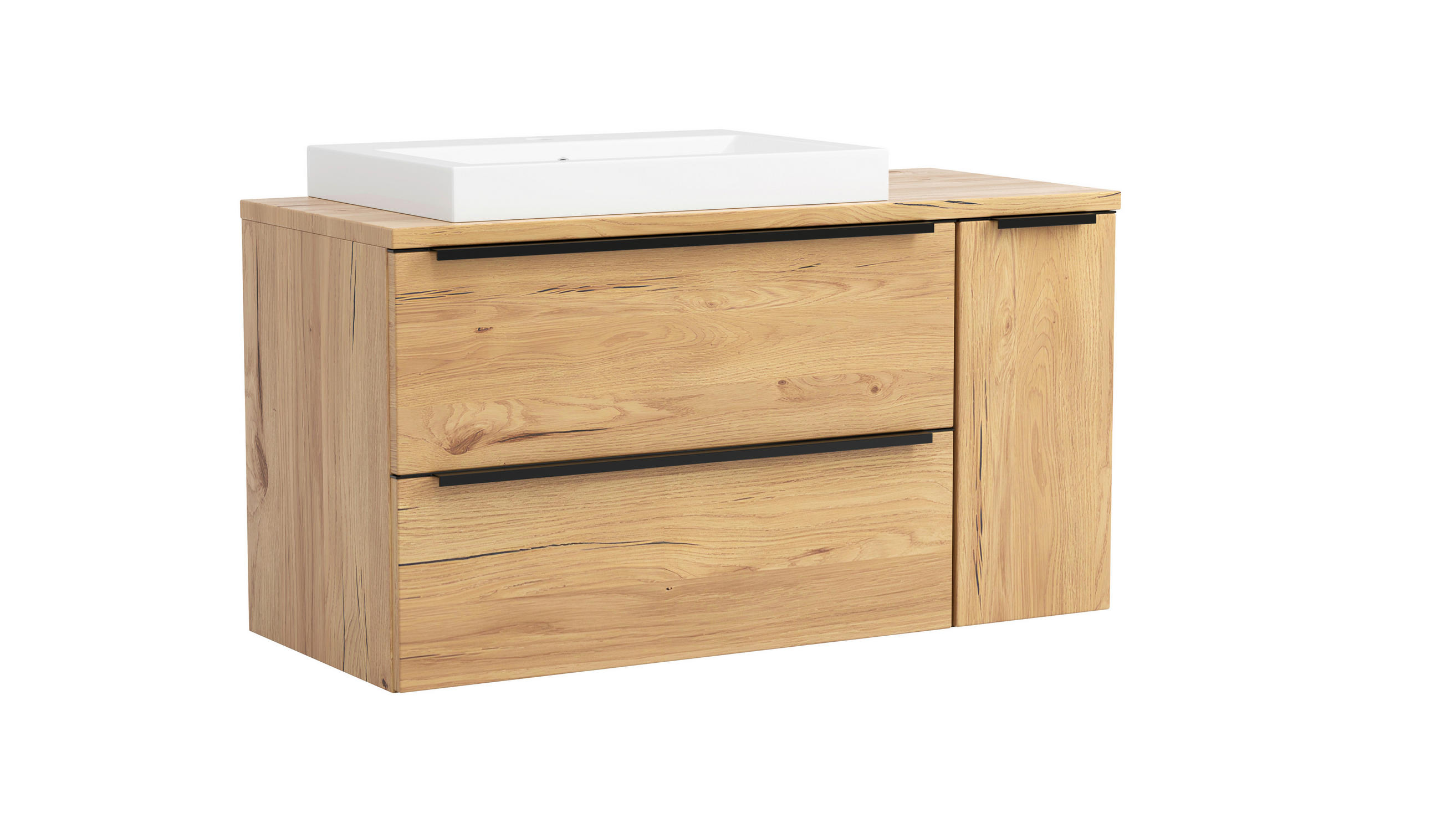 WASCHTISCHKOMBI 105 cm  - Wildeiche/Schwarz, KONVENTIONELL, Keramik/Holzwerkstoff (105cm) - Xora