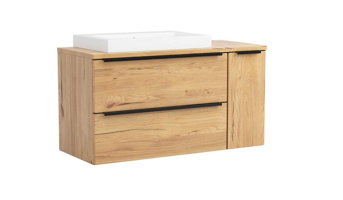 WASCHTISCHKOMBI 105 cm  - Wildeiche/Schwarz, KONVENTIONELL, Keramik/Holzwerkstoff (105cm) - Xora