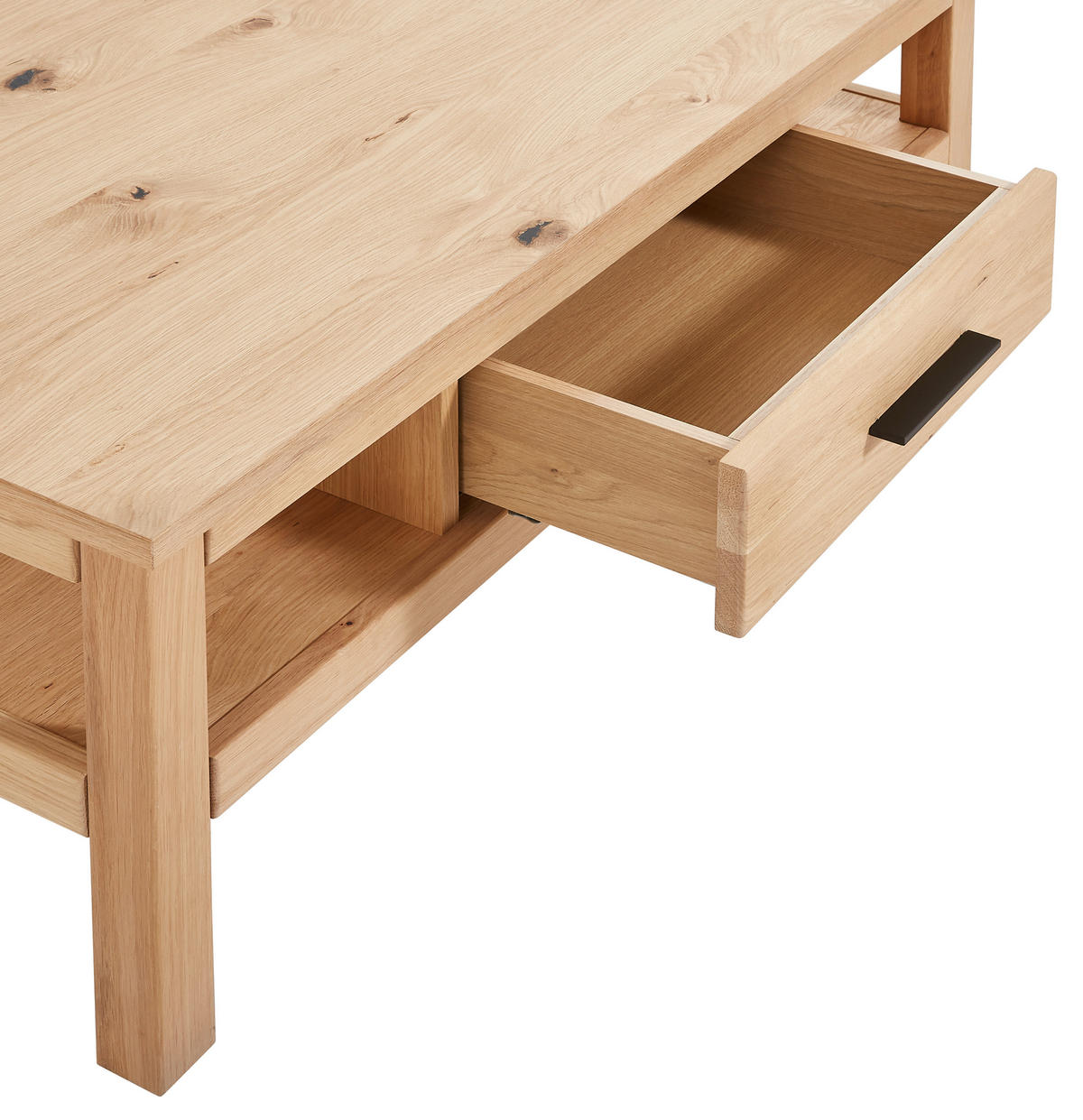 COUCHTISCH Kerneiche furniert, teilmassiv, vollmassiv 110/70,2/44,8 cm rechteckig Eichefarben  - Eichefarben/Schwarz, KONVENTIONELL, Holz/Metall (110/70,2/44,8cm) - Cantus